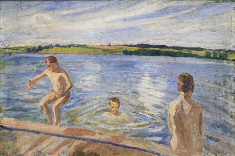 Peter Hansen Boys Bathing Sweden oil painting art